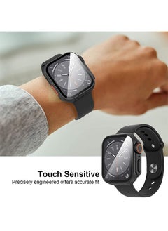 Generic Case with Screen Protector for Apple Watch Series 9 8 7 45mm, Overall Protective Cover, Built-in Tempered Glass Film High Sensitivity （Black）  - Image 3