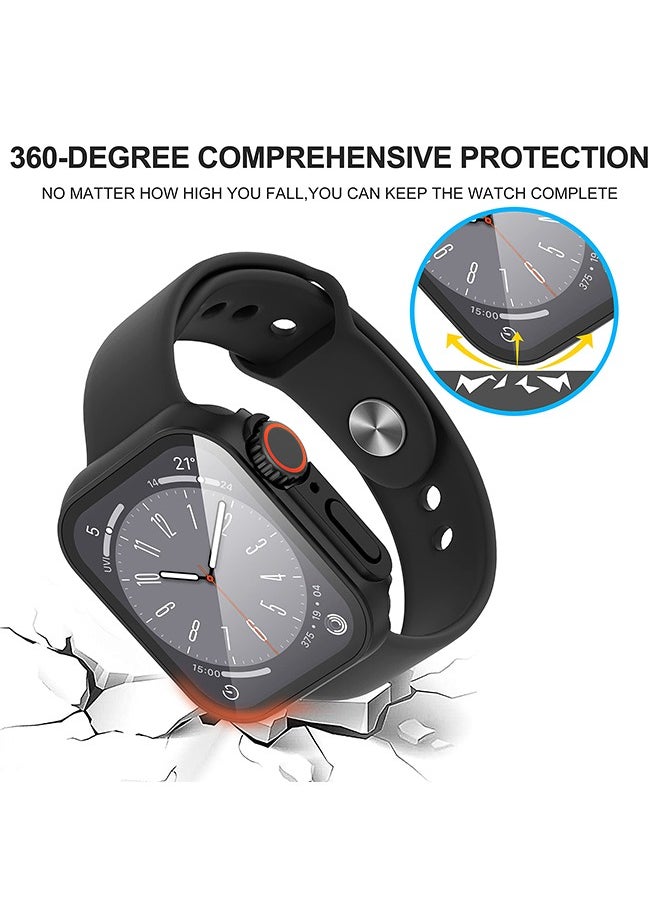 Generic Case with Screen Protector for Apple Watch Series 9 8 7 45mm, Overall Protective Cover, Built-in Tempered Glass Film High Sensitivity （Black）  - Image 5