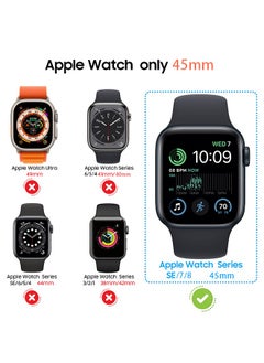 Generic Case with Screen Protector for Apple Watch Series 9 8 7 45mm, Overall Protective Cover, Built-in Tempered Glass Film High Sensitivity （Black）  - Image 2