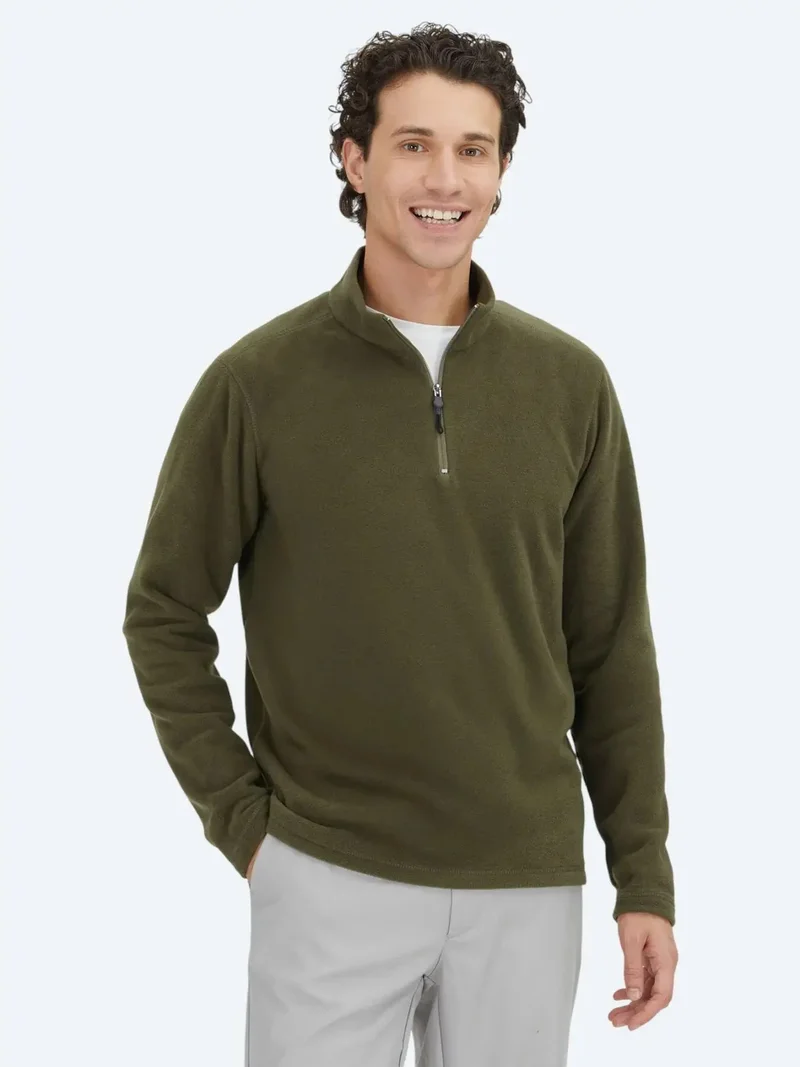 Kip Khaki Turtleneck Plain Sweatshirt