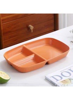 Generic Wheat Straw Three-compartment Fat-reducing Dinner Plate Adult Breakfast Plate One-person Children's Tableware Household Quantitative Plate 