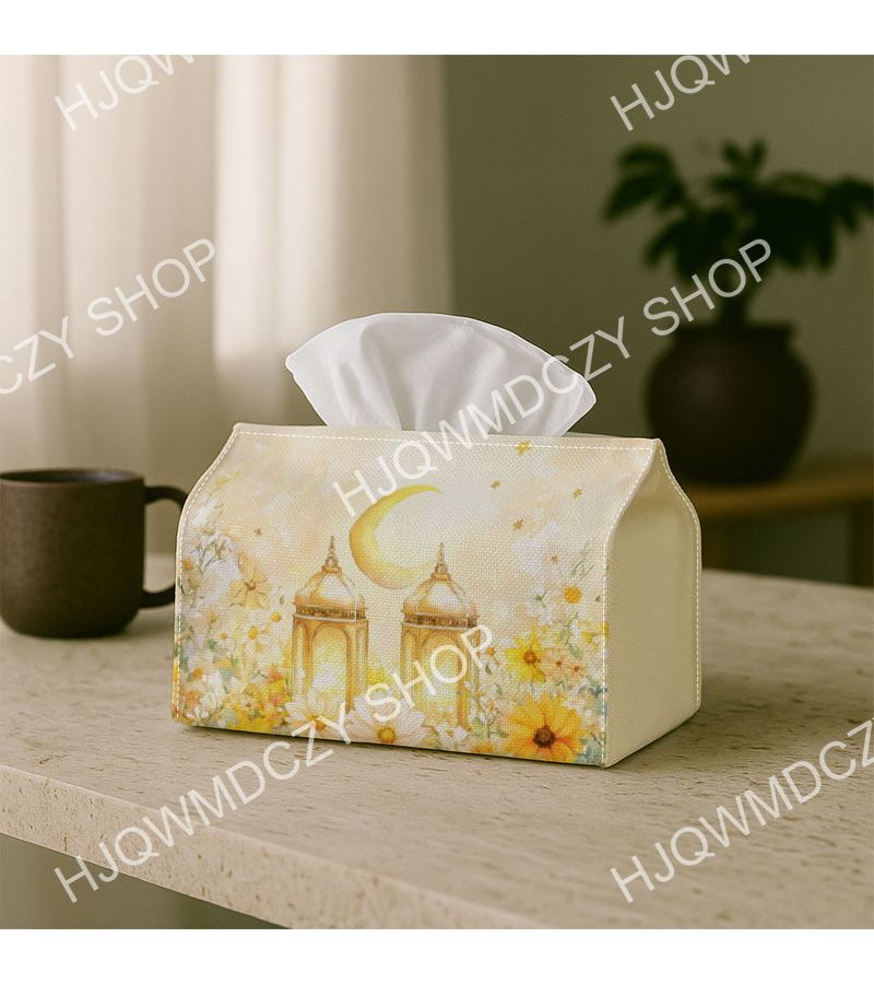 Islamic Lantern Tissue Box 4.3x5.1in Durable Fabric Decor for Home Kitchen Car - Image 2
