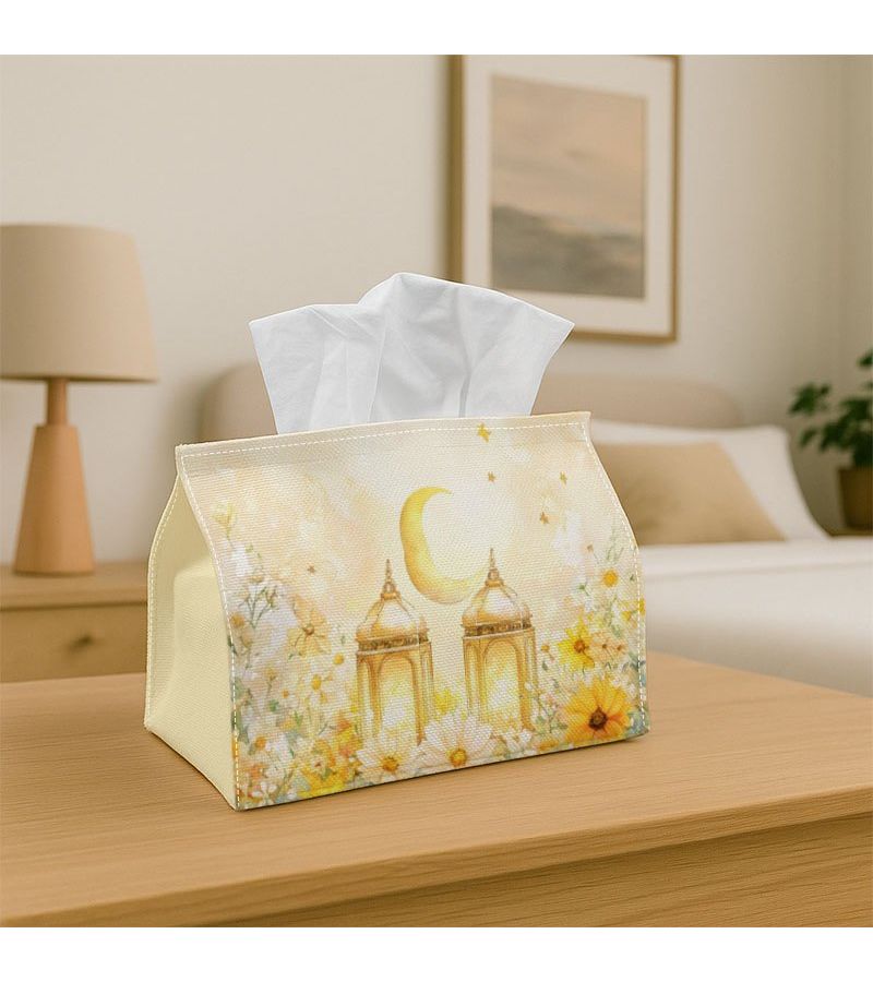 Islamic Lantern Tissue Box 4.3x5.1in Durable Fabric Decor for Home Kitchen Car - Image 1