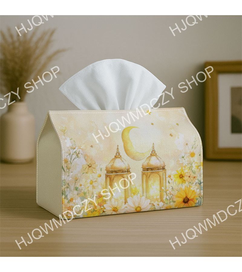 Islamic Lantern Tissue Box 4.3x5.1in Durable Fabric Decor for Home Kitchen Car - Image 4