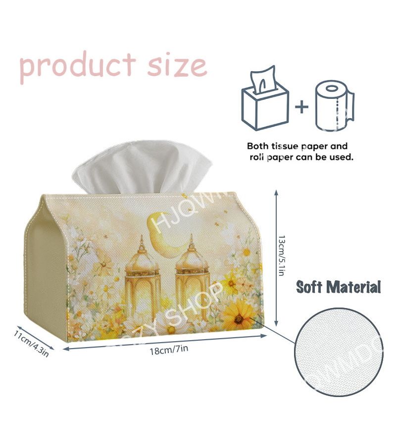 Islamic Lantern Tissue Box 4.3x5.1in Durable Fabric Decor for Home Kitchen Car - Image 3