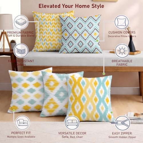 STITCHNEST Poly Cotton 180 TC Cushion Cover with Filler, 12 x 12 Inch, Multicolour, 5 Pieces - Image 4