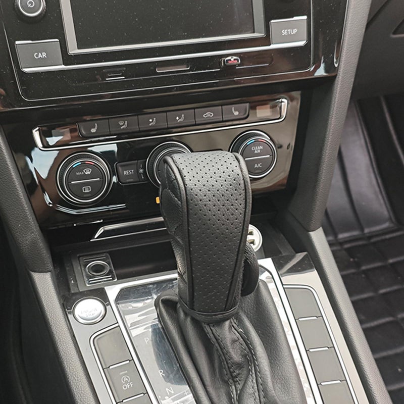 Hirificing Gear Shift Knob Cover PU Leather Car Stick Shift Knob Cover ManualAutomatic Automotive Gear Handle Shifter Knob Rod Dust Cover Waterproof and Breathable ProtectorBlack