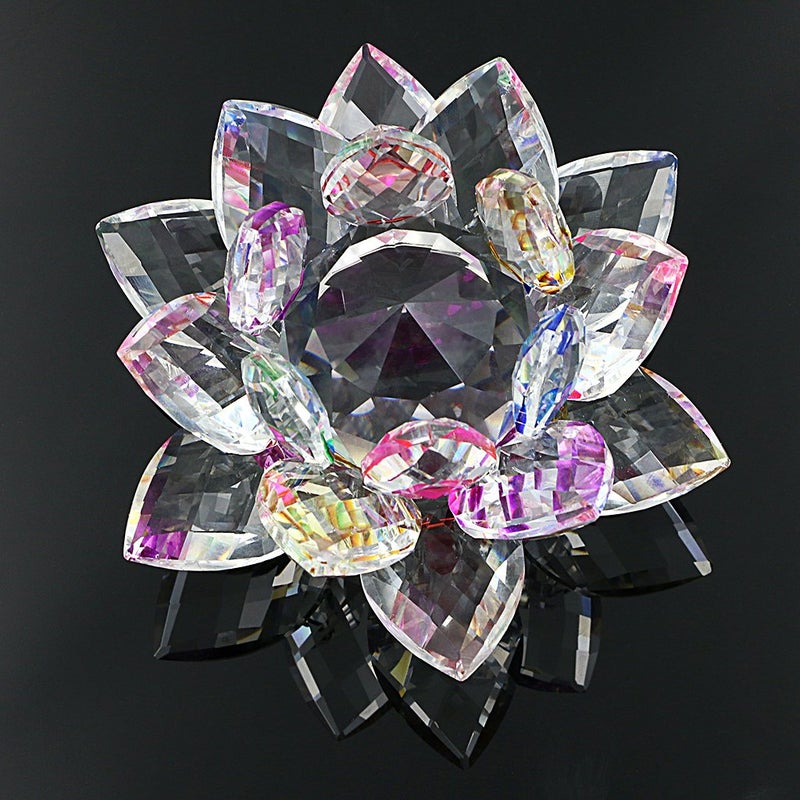 OwnMy Sparkle Crystal Lotus Flower Hue Reflection Feng Shui Home Decor with Gift Box (4 Inch/ 100MM Rainbow) - Image 5
