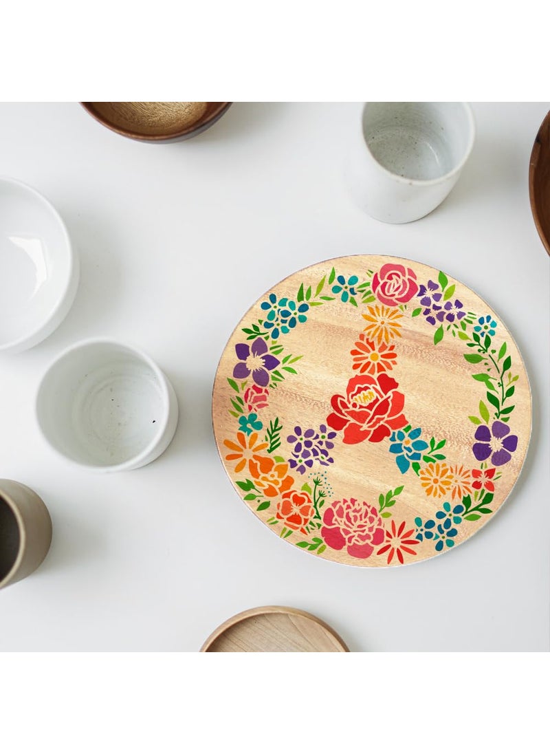 FINGERINSPIRE FINGERINSPIRE Floral Peace Symbol Painting Stencil 11.8x11.8 inch Reusable Peace Sign and Rose Flower Drawing Template Vine Wreaths Stencil for Painting on Wood Wall Fabric Paper Furniture  - Image 5