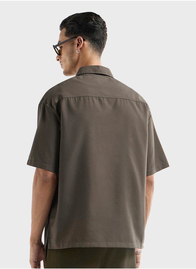 FAV - Regular Fit Solid Shirt with Collar and Short Slee - Image 1