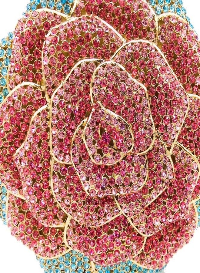 Boutique De FGG حقيبة يد صغيرة مرصعة بأحجار الراين من بوتيك دي إف جي جي، مزينة بالكريستال الوردي، مناسبة للسهرات وحفلات الزفاف والخطوبة، باللونين الوردي والأزرق. - Image 4