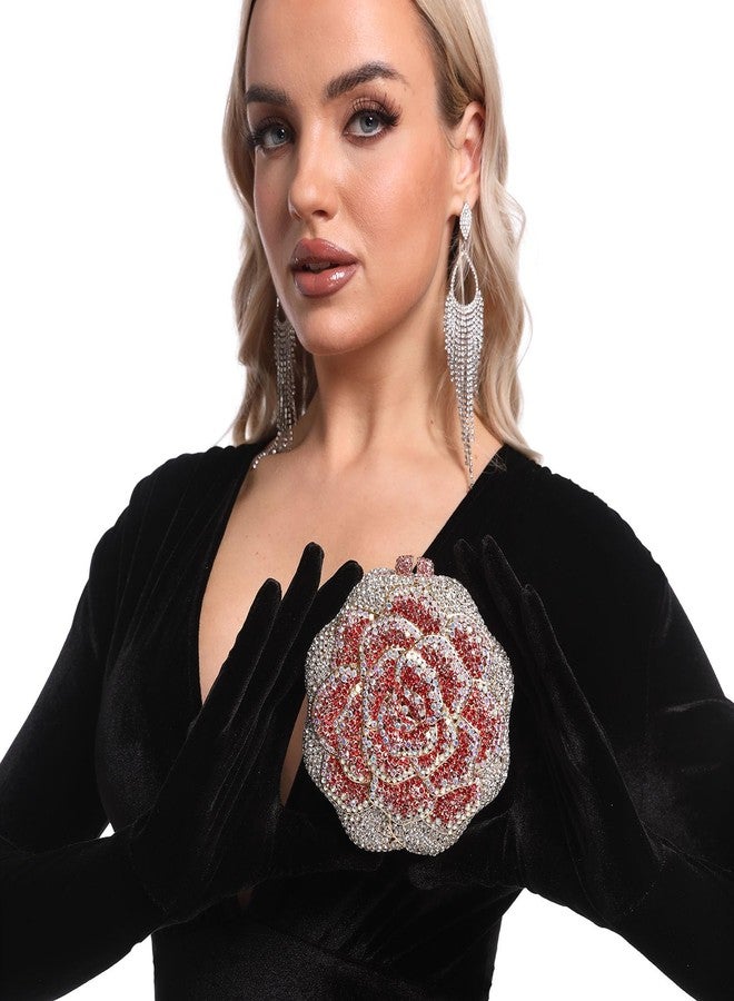 Boutique De FGG حقيبة يد صغيرة مرصعة بأحجار الراين من بوتيك دي إف جي جي، مزينة بالكريستال الوردي، مناسبة للسهرات وحفلات الزفاف والخطوبة، باللونين الوردي والأزرق. - Image 2