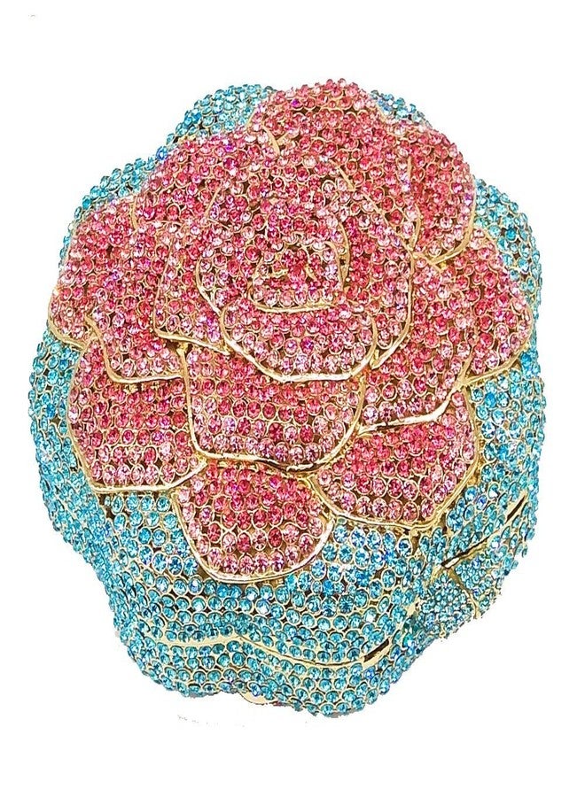 Boutique De FGG حقيبة يد صغيرة مرصعة بأحجار الراين من بوتيك دي إف جي جي، مزينة بالكريستال الوردي، مناسبة للسهرات وحفلات الزفاف والخطوبة، باللونين الوردي والأزرق. - Image 5