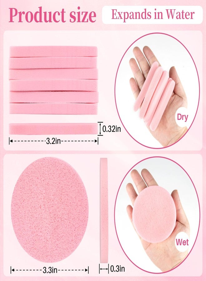 RAQEHO 60pcs Compressed Facial Sponges - Round Face Sponge Disposable Travel Facial Cleansing Pads Makeup Sponge for Face Wash Exfoliating Remover Skin Care Beauty Tool Esthetician Essential（Pink） - Image 2