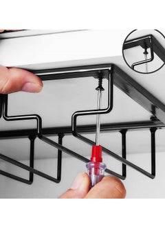 SYOSI Under Cabinet Wine Glass Rack, Stemware Holder for Glasses Storage , Metal Organizer for Bar and Kitchen, Space Saving Black Design  - Image 5