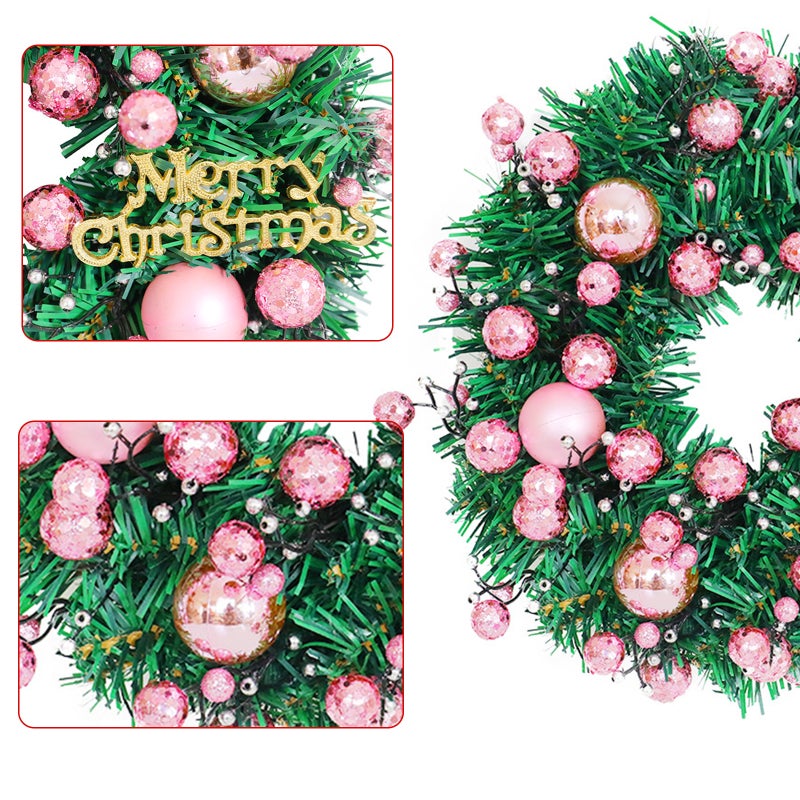 Christmas Wreaths for Front Door 11.8-inch Artificial Christmas Wreath Xmas Ball Ornaments Decorations for Christmas Festival Celebration Door Window Wall Home Theme Party Decoration - Image 2