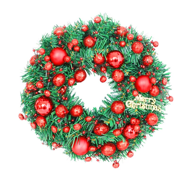 Christmas Wreaths for Front Door 11.8-inch Artificial Christmas Wreath Xmas Ball Ornaments Decorations for Christmas Festival Celebration Door Window Wall Home Theme Party Decoration - Image 1