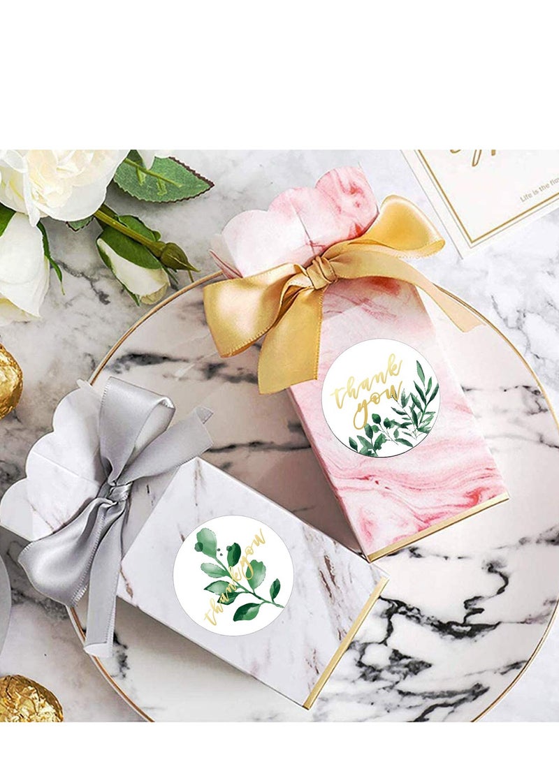 SYOSI Tag Stickers, Adhesive Thank You Hot Stamping Label Stickers, Gold Font and Floral Pattern, 1.5" Round, 500 Labels per Roll Suitable for Birthday, Wedding, Gift Decoration  - Image 3