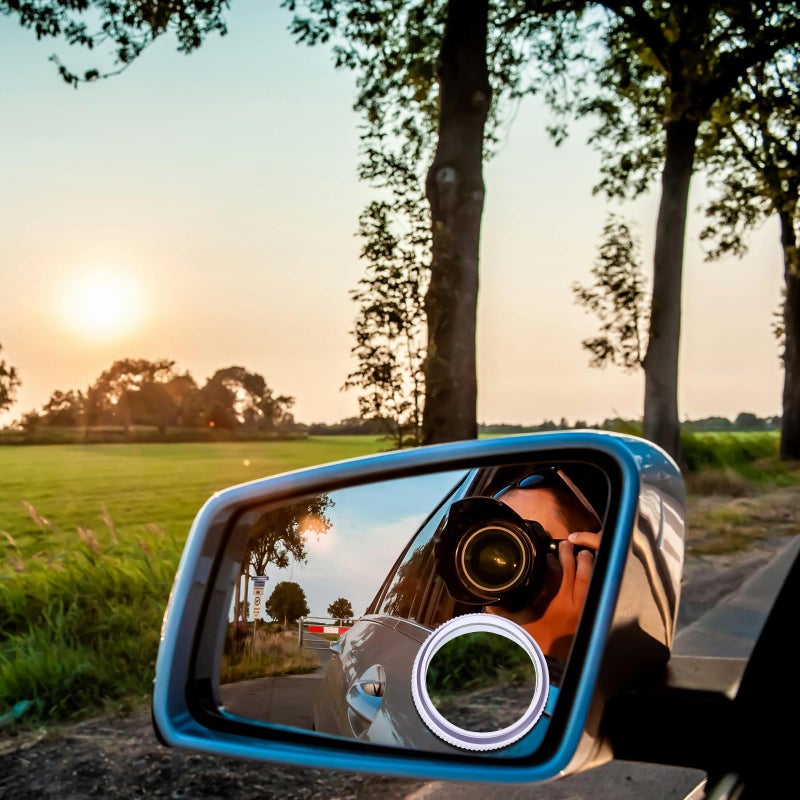 360 Degree Rotation Car Blind Spot Mirrors 2 Pack with White Rain Shield for SUV and Car Driving Safety - Image 5