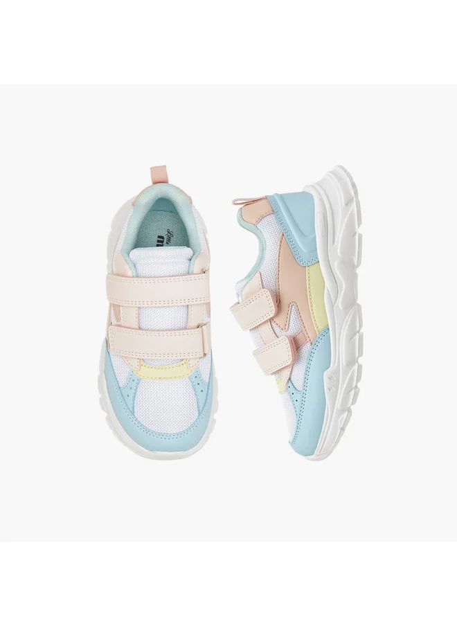 Little Missy Girls Panelled Sneakers with Hook and Loop Closure