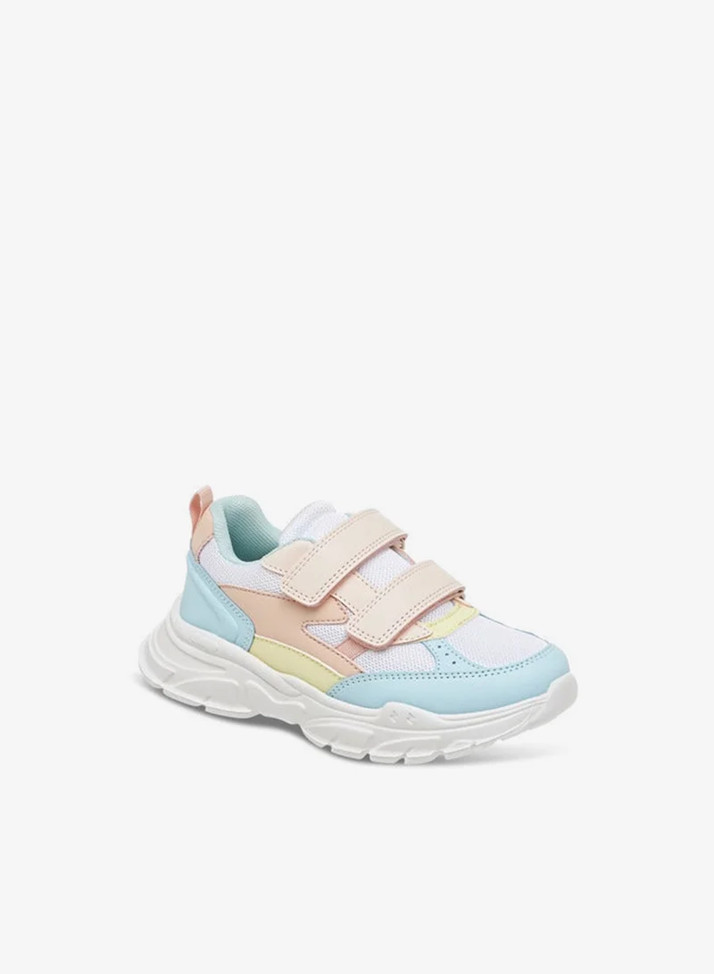 Little Missy Girls Panelled Sneakers with Hook and Loop Closure