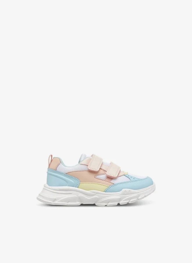 Little Missy Girls Panelled Sneakers with Hook and Loop Closure