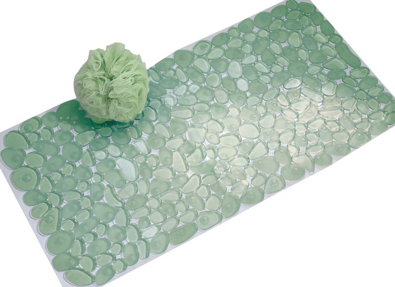 iDesign Pebblz NonSlip Suction Bath Mat for Shower Bathtub  Green 26 x 135