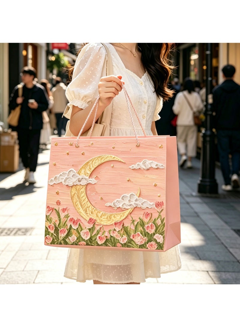 4Pcs Medium Size Gift Bags, Colorful Painting Pattern Gift Bag, Flowers Bag, Kraft Paper bag for Shopping, Parties, Wedding, Birthday,Holiday, Baby Shower - Image 2