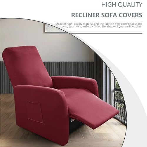 Master Pink Waterproof Small Recliner Chair Covers, 4 Piece Stretch Recliner Slipcovers for Small Recliner, Elastic Lazyboy Covers with Storage Pocket, Machine Washable Sofa Protector (Burgundy) - Image 3