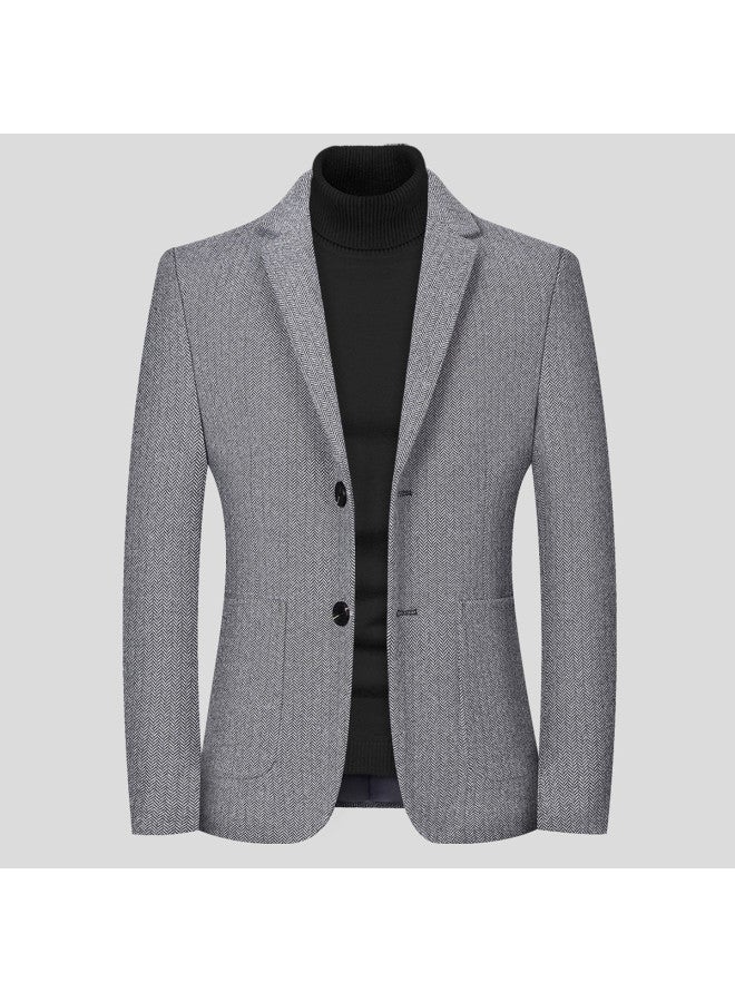 Tucano 33.7% Wool Blend Tweed Coat - Notch Lapel Long Sleeve Business Casual Blazer For Fall/winter Commuting & Warmth - Image 2