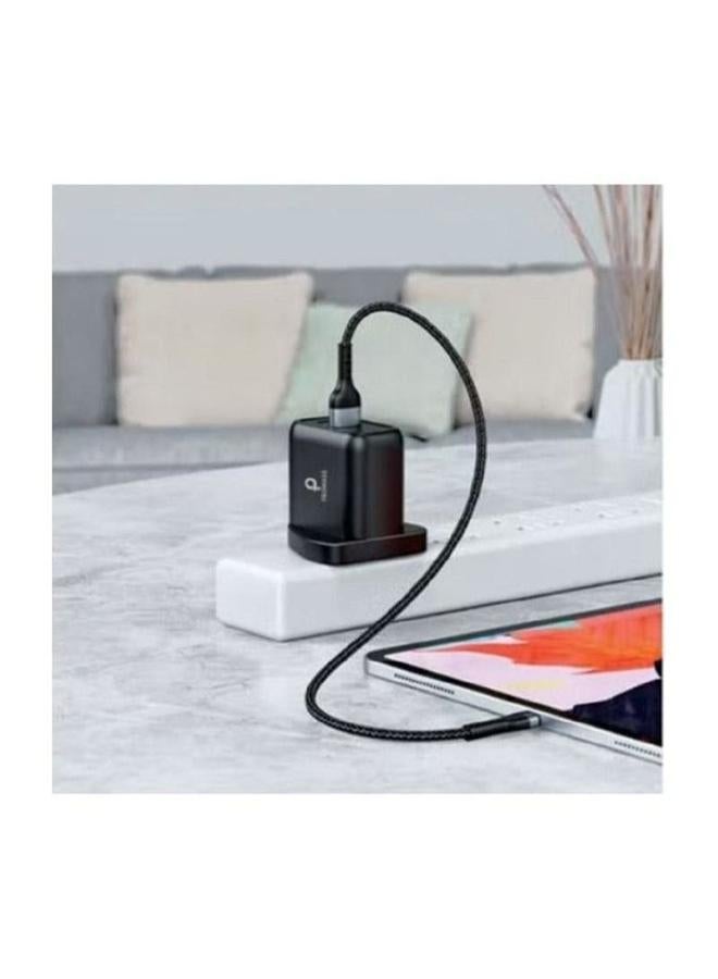 بروماس شاحن حائط أصلي بمنفذين 1 USB و1 PD يدعم الشحن السريع 38 وات أسود - Image 3