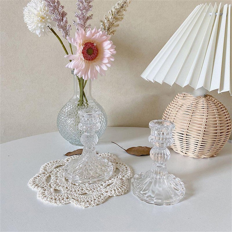 AUMAYCO 6 Pack Glass Taper Candlestick Holders, Clear Candlestick Holders, 4" H Crystal Candle Holders Decorative Candle Stand Centerpiece for Wedding, Festival, Dinning Party Table Decor - Image 5