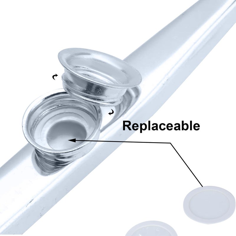 Juarez Kazoo Silver Aluminum Alloy with Five Membrane Flute Diaphragm Mouth Kazoos Musical Instruments JRKZ100 - Image 2