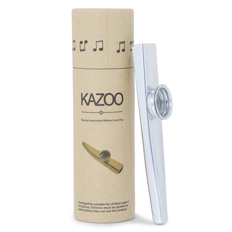 Juarez Kazoo Silver Aluminum Alloy with Five Membrane Flute Diaphragm Mouth Kazoos Musical Instruments JRKZ100 - Image 1
