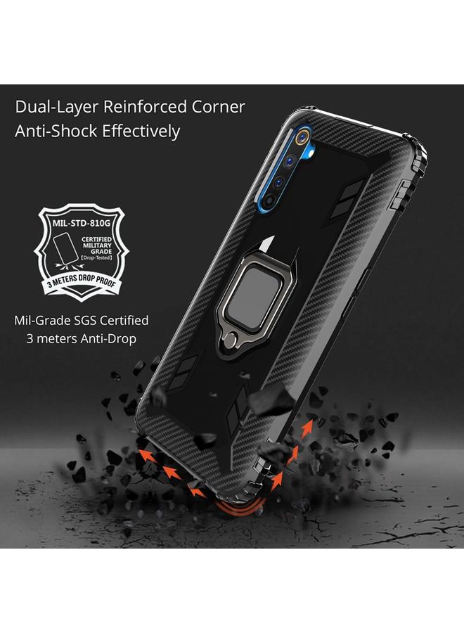 S-TOP Case For OPPO Realme 6 Pro Carbon Fiber Protective Case with 360 Degree Rotating Ring Holder - Image 3