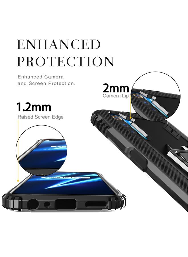 S-TOP Case For OPPO Realme 6 Pro Carbon Fiber Protective Case with 360 Degree Rotating Ring Holder - Image 4