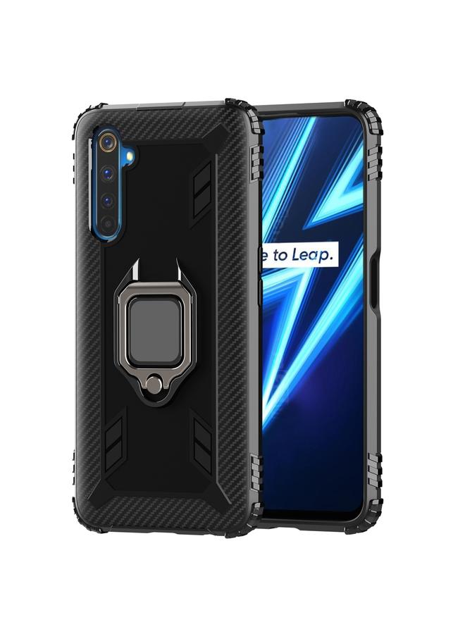 S-TOP Case For OPPO Realme 6 Pro Carbon Fiber Protective Case with 360 Degree Rotating Ring Holder - Image 2