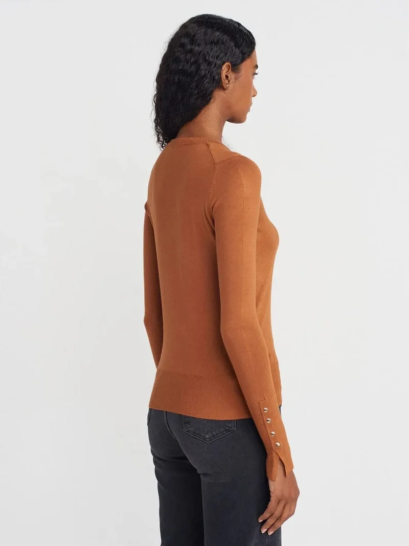 Dilvin DILVIN Ribbed Crew Neck Slim Fit Sweater