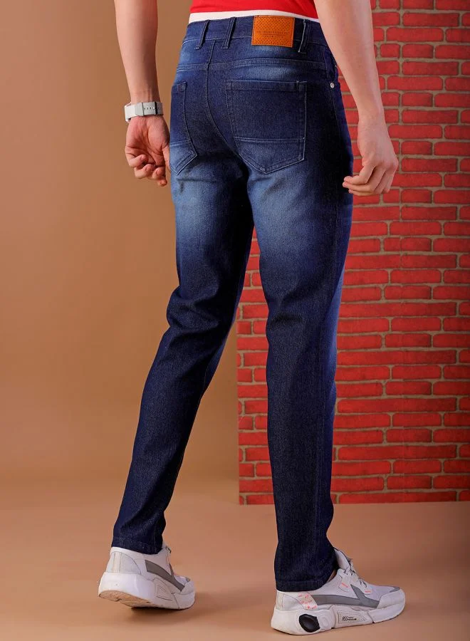 شركة المرآب الهندية Men Slim Fit Solid Low-Rise Stretchable Jeans