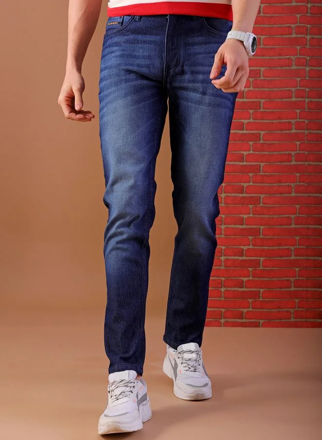 شركة المرآب الهندية Men Slim Fit Solid Low-Rise Stretchable Jeans