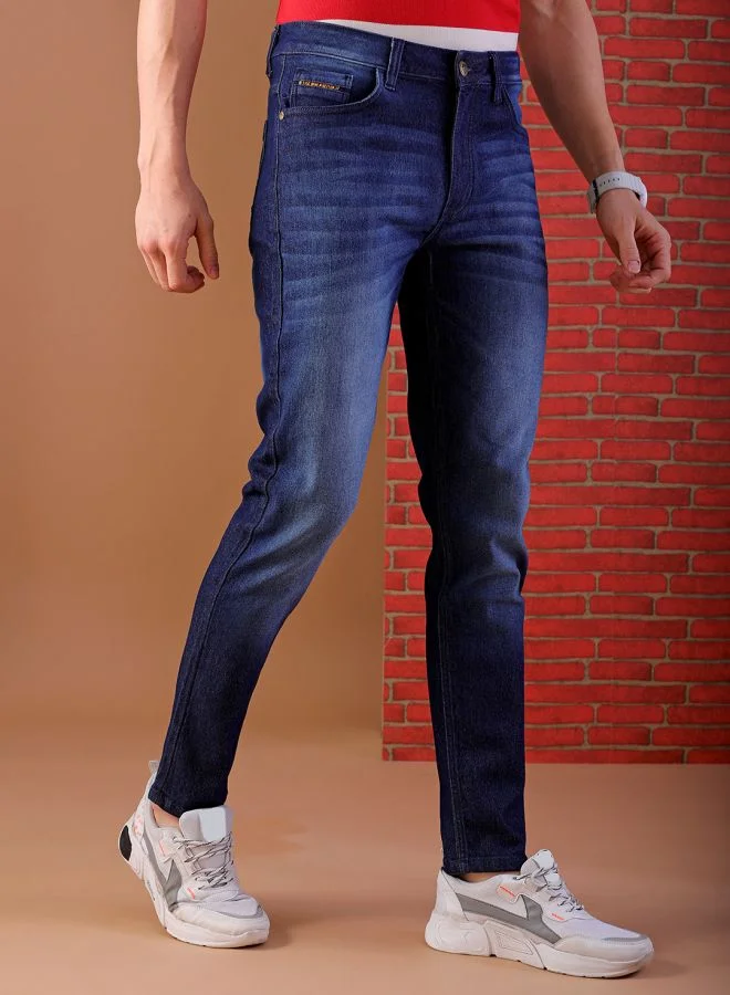 شركة المرآب الهندية Men Slim Fit Solid Low-Rise Stretchable Jeans