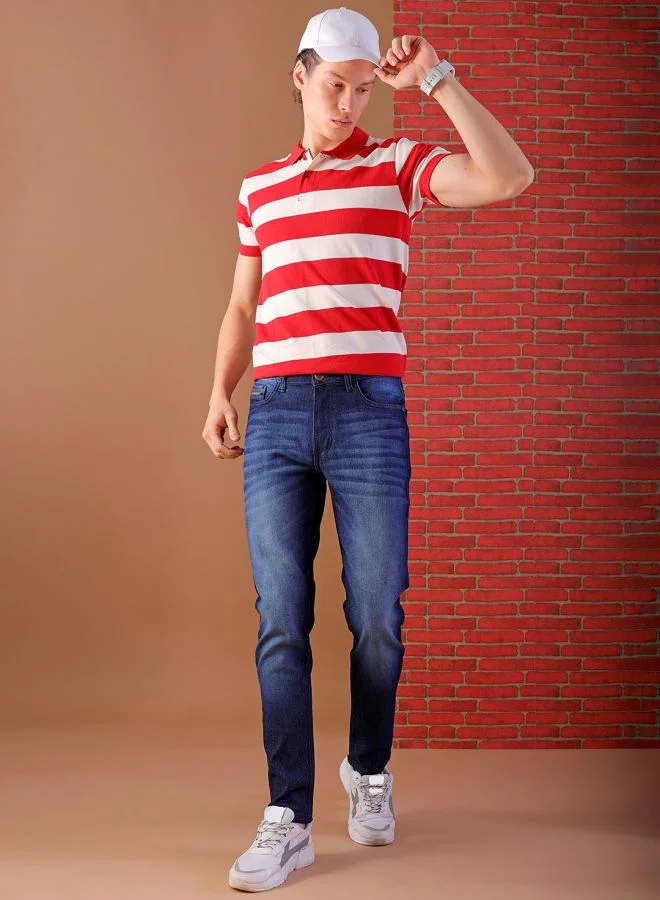 شركة المرآب الهندية Men Slim Fit Solid Low-Rise Stretchable Jeans