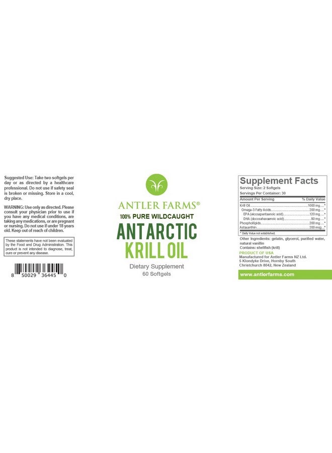 Antler Farms Antler Farms - 100% Pure Wild Caught Antarctic Krill Oil from Cold, Pristine Waters, 60 Softgels - Clean, Omega-3 EPA + DHA Supplement w/Astaxanthin, Rapid Absorption  - Image 2