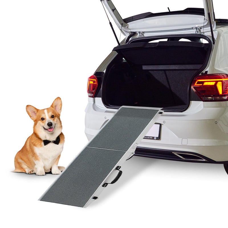 Panther Armor Portable Folding Dog Ramp for Porch Steps 15 x 48 for Small and Large Dogs up to 240lbs Outdoor Pet Ramps for Stairs NonSlip High Traction Surface Aluminum Build