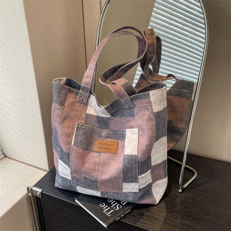 Vintage Fashion Denim Canvas Tote Bag Women'S Bag Korean Style Lazy Style Shoulder Bag Shopping Bag - Image 2