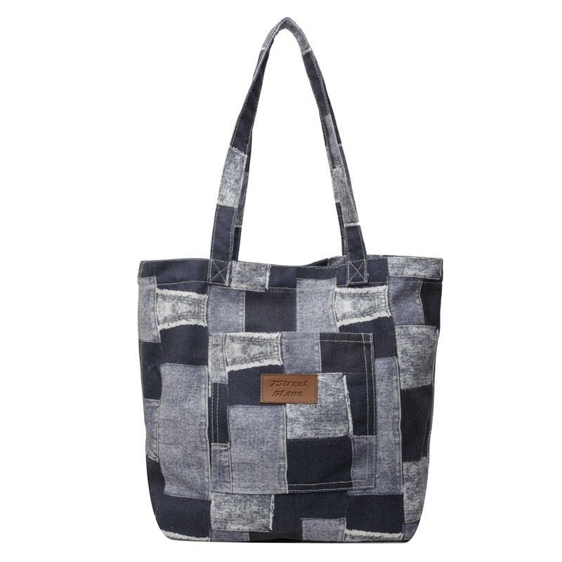 Vintage Fashion Denim Canvas Tote Bag Women'S Bag Korean Style Lazy Style Shoulder Bag Shopping Bag - Image 1