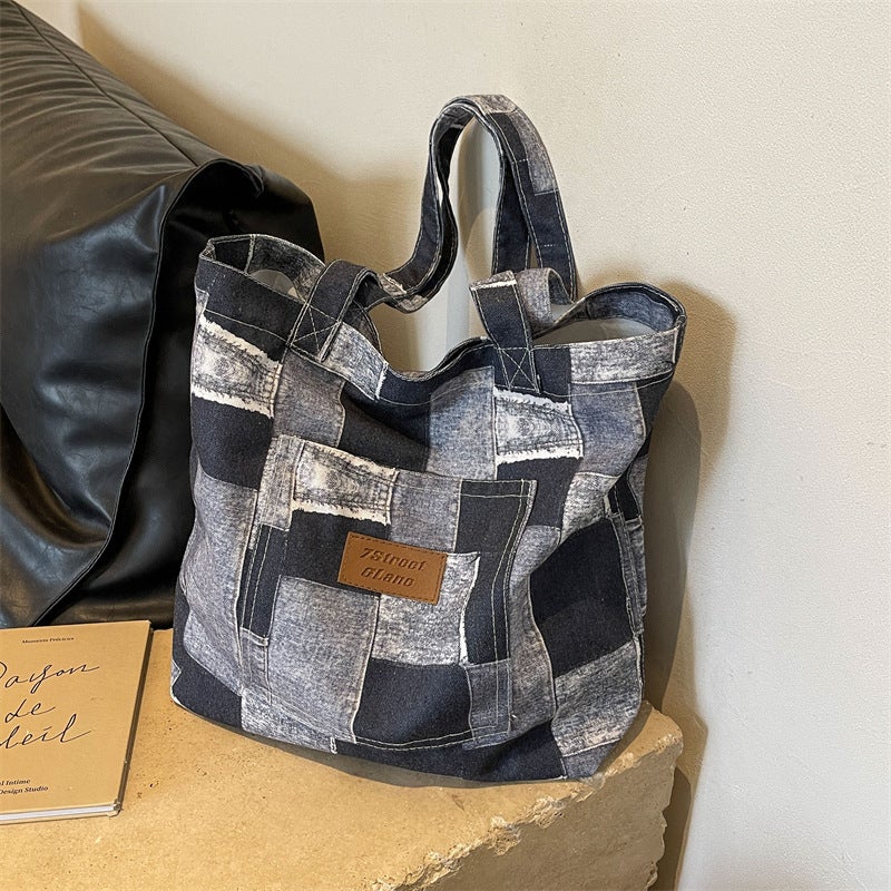 Vintage Fashion Denim Canvas Tote Bag Women'S Bag Korean Style Lazy Style Shoulder Bag Shopping Bag - Image 5