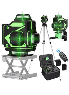 Multifunctional 4D 16 Lines Laser Level 3° Self-leveling Machine USB Rechargeable Lithium Battery Leveling Tool with 1.2M 3-Heights Adjustable Alloy Extension Bar Tripod Stand