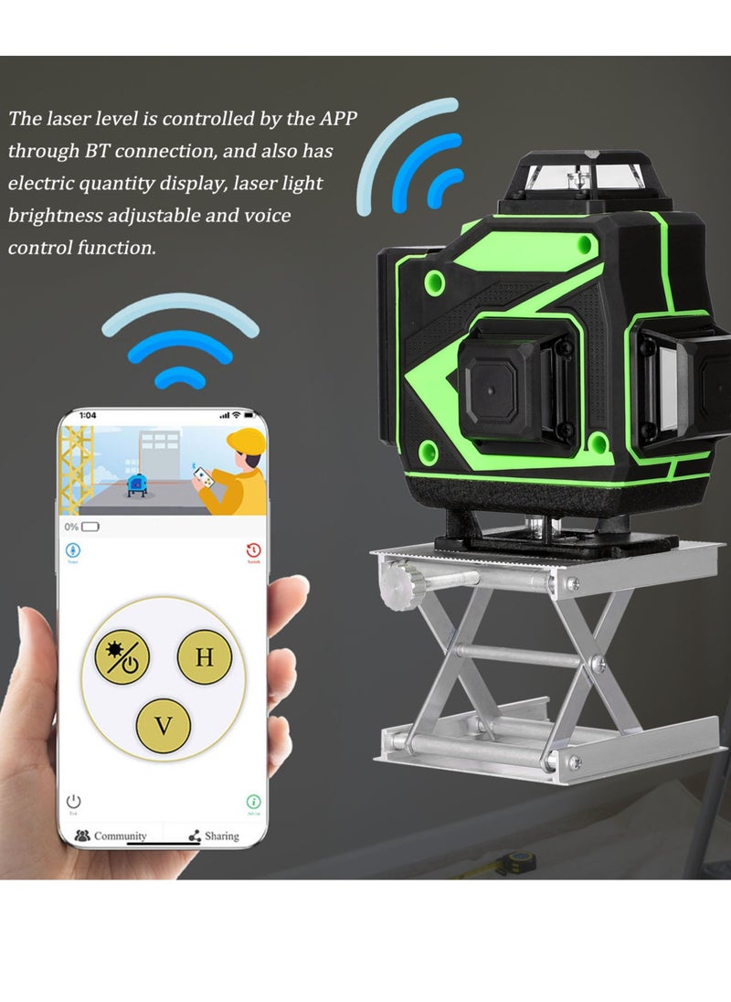 Generic - Multifunctional 4D 16 Lines Laser Level 3° Self-leveling Machine USB Rechargeable Lithium Battery Leveling Tool with 1.2M 3-Heights Adjustable Alloy Extension Bar Tripod Stand - Image 1