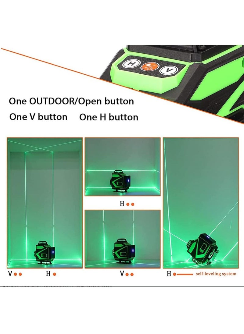 Generic - Multifunctional 4D 16 Lines Laser Level 3° Self-leveling Machine USB Rechargeable Lithium Battery Leveling Tool with 1.2M 3-Heights Adjustable Alloy Extension Bar Tripod Stand - Image 1